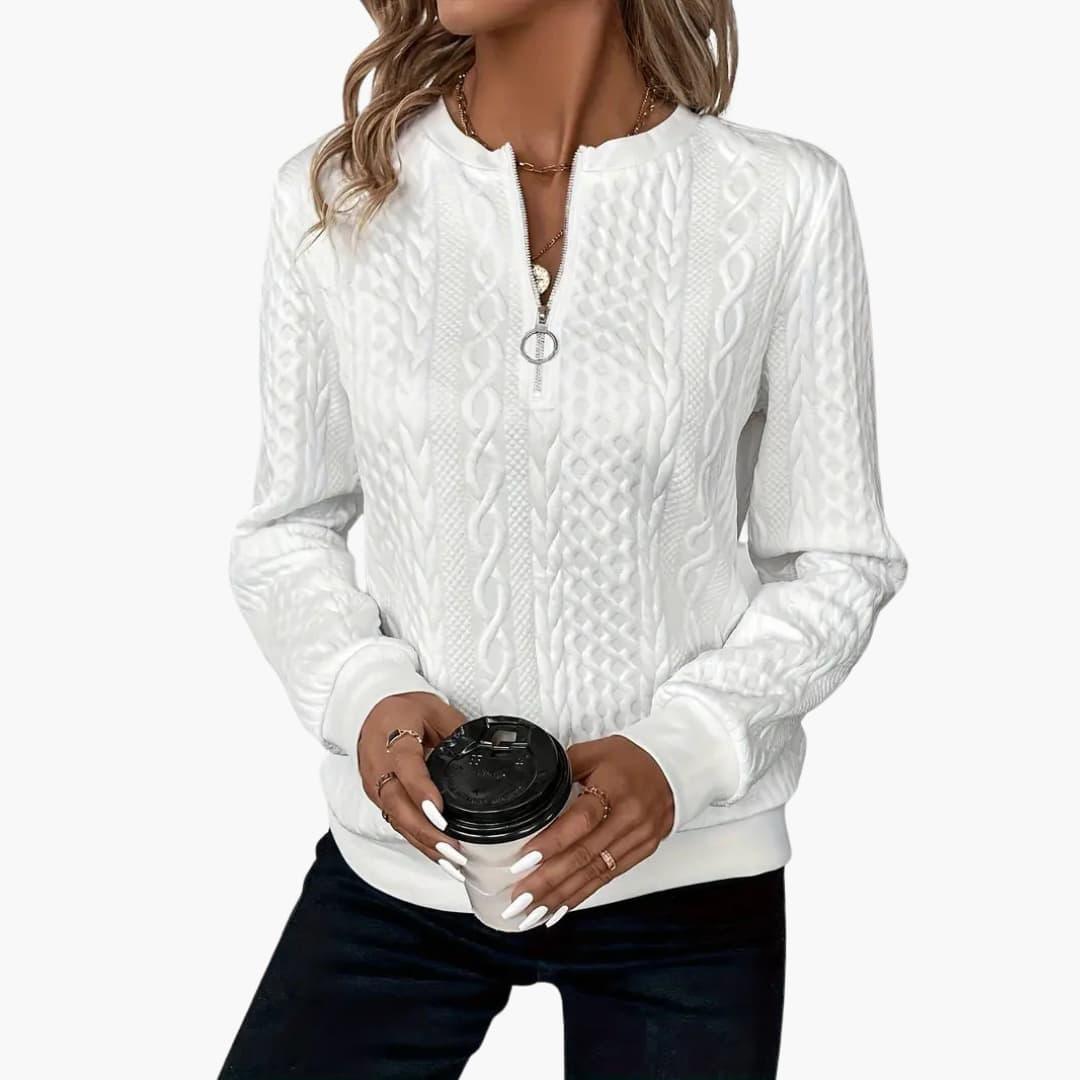 Stylish Knitted Sweater with Zipper for Women - WardrobeVogue