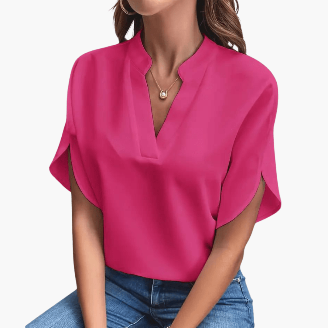 Elegant V Neck Blouse for Women - WardrobeVogue