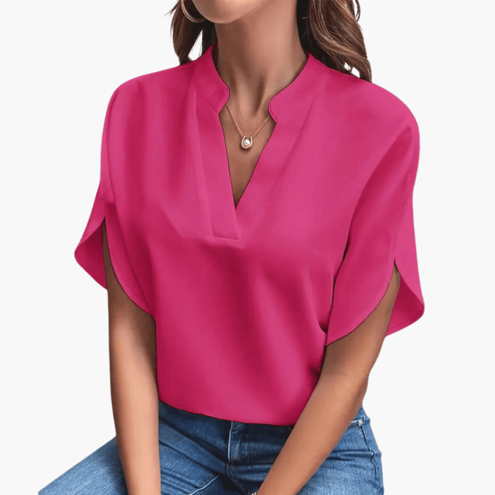 Elegant V Neck Blouse for Women - WardrobeVogue