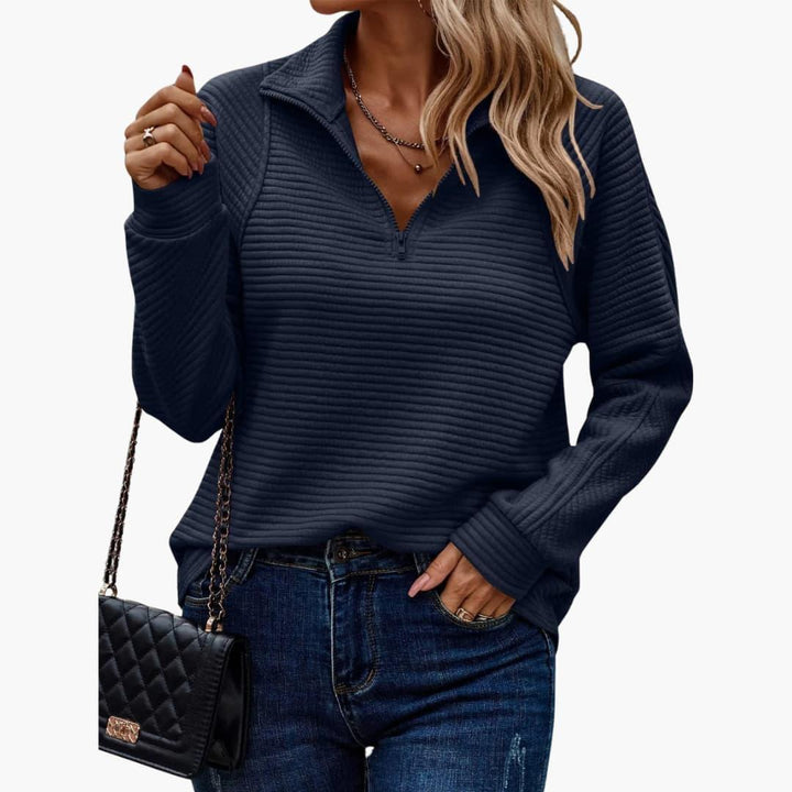 Chic Zip Closure Sweater for Women - WardrobeVogue
