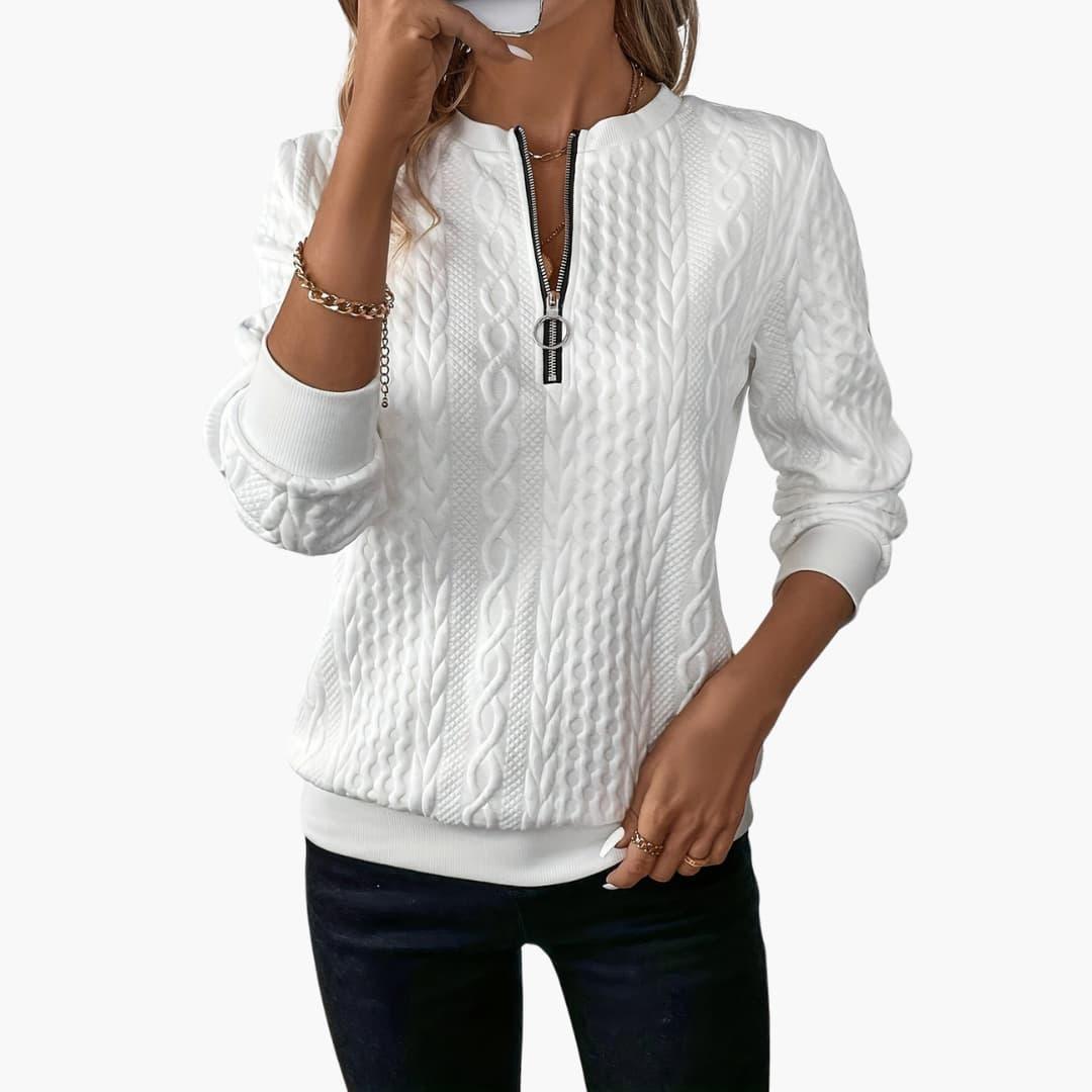 Stylish Knitted Sweater with Zipper for Women - WardrobeVogue