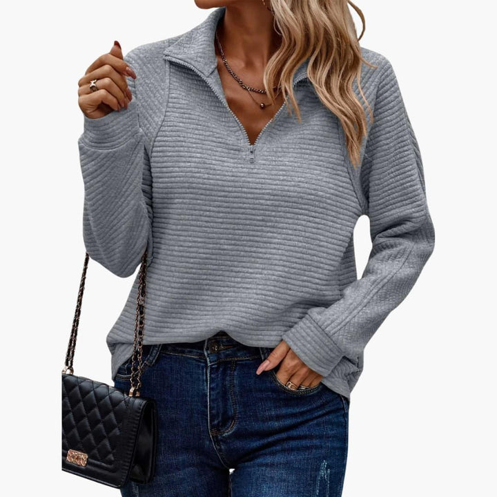 Chic Zip Closure Sweater for Women - WardrobeVogue