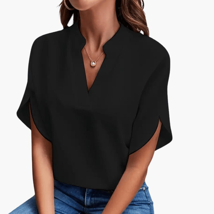 Elegant V Neck Blouse for Women - WardrobeVogue